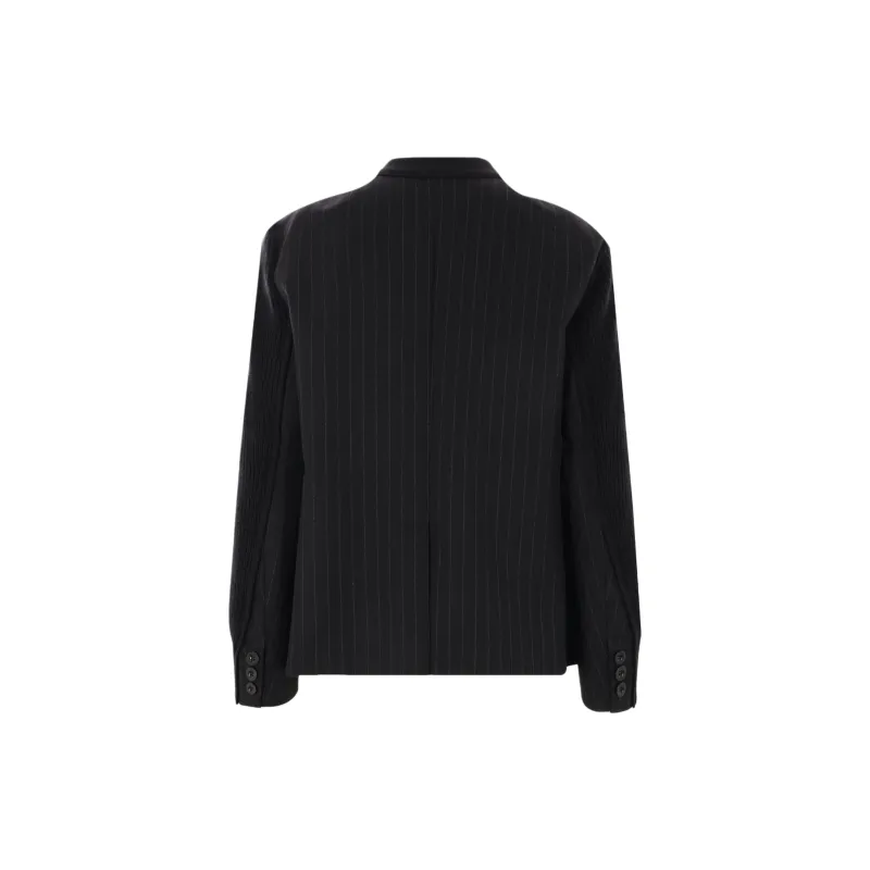 Sacai Chalk Stripe X Knit Cardigan 'Black'-1