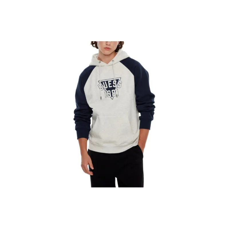 GUESS Sweatshirt Unisex Medium Heather Gray & Navy Blue-1