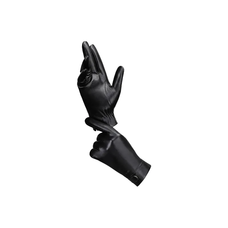 PIERRE CARDIN Sheepskin Gloves Men's Black-3