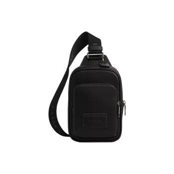 COACH West Smooth Calf Leather Crossbody Bag, Sling Bag Mini Men's Black