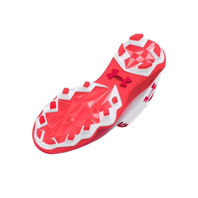 Under Armour Hammer 2 Anti Slip Wear Resistant Soccer Shoes Men's White Red-4