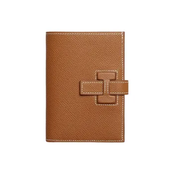 HERMES H Passant Epsom Leather Wallet Women's 37 Gold Brown