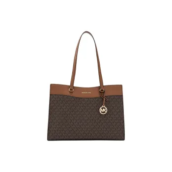 MICHAEL KORS Jet Set Travel Coated Canvas Tote Bag, Shopping Bag, Handbag, Shoulder Bag Tubas Women's Brown