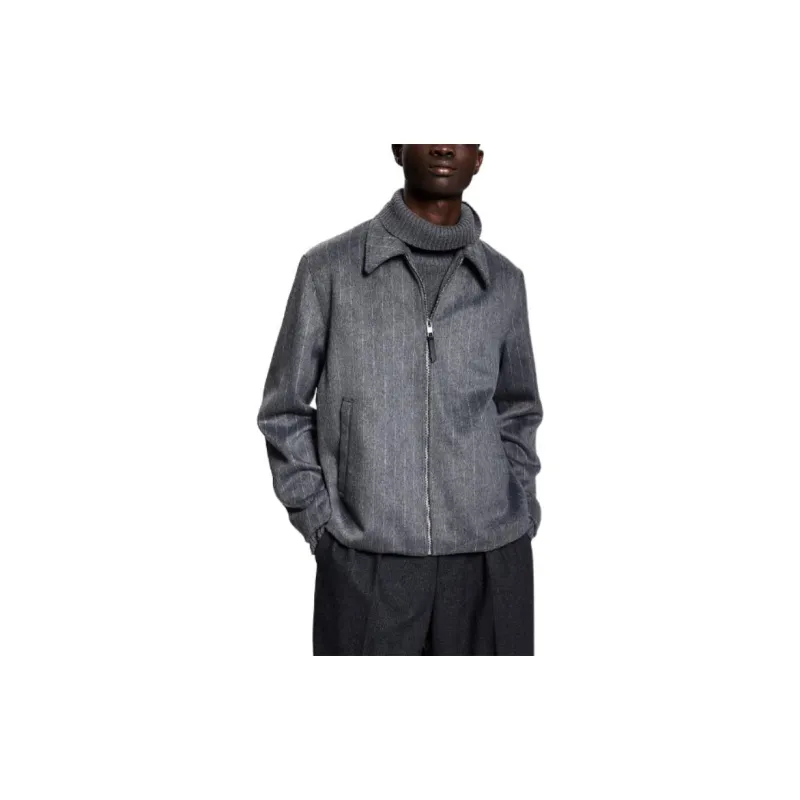 H&M Jackets & Coats Men's Dark Gray With Pinstripe-2
