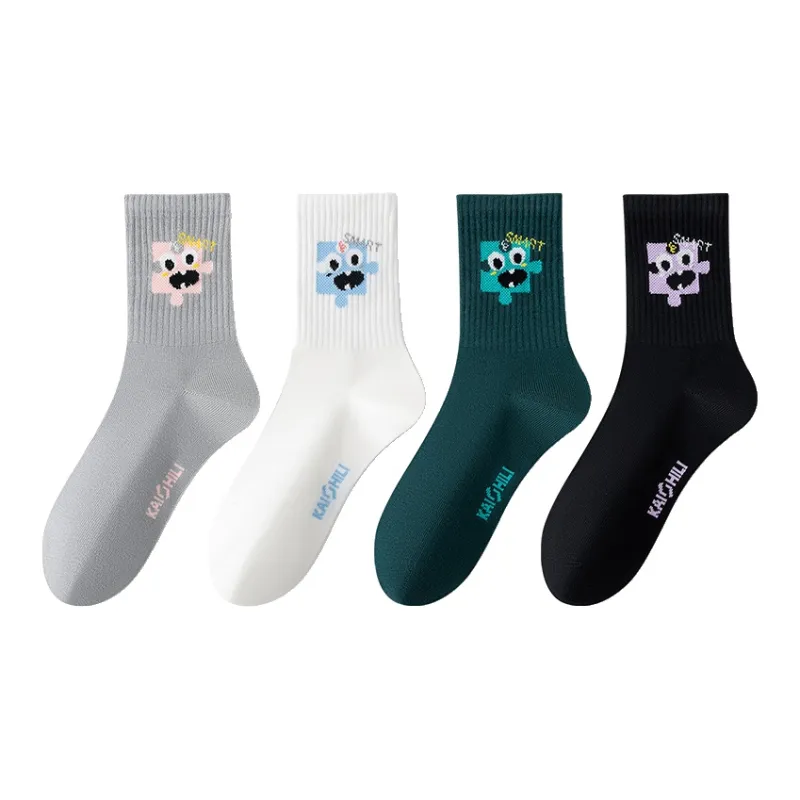 MIIOW Mid Calf Socks Women's 4 Pack Mixed Color-0