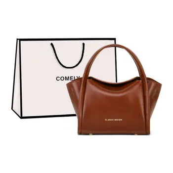 COMELY Cow Leather With Synthetic Leather Bucket Bag, Basket Bag, Handbag, Shoulder Bag Regular Women's Brown