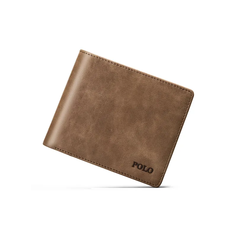 POLO Top Grain Cow Leather Wallet Medium Size Men's Light Coffee-2