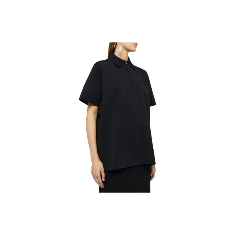JIL SANDER Zip Detailed Straight Hem Polo Top-1