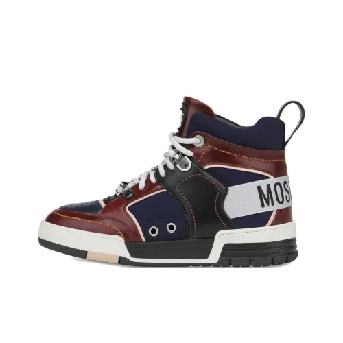 MOSCHINO Streetball Skateboard Shoes Women's High-Top Dark Blue