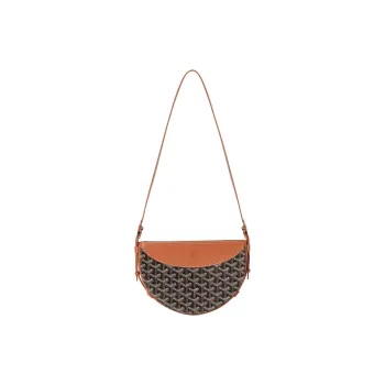 GOYARD Hirondelle Canvas And Calfskin Swallow Bag Shoulder Bag Brown And Black