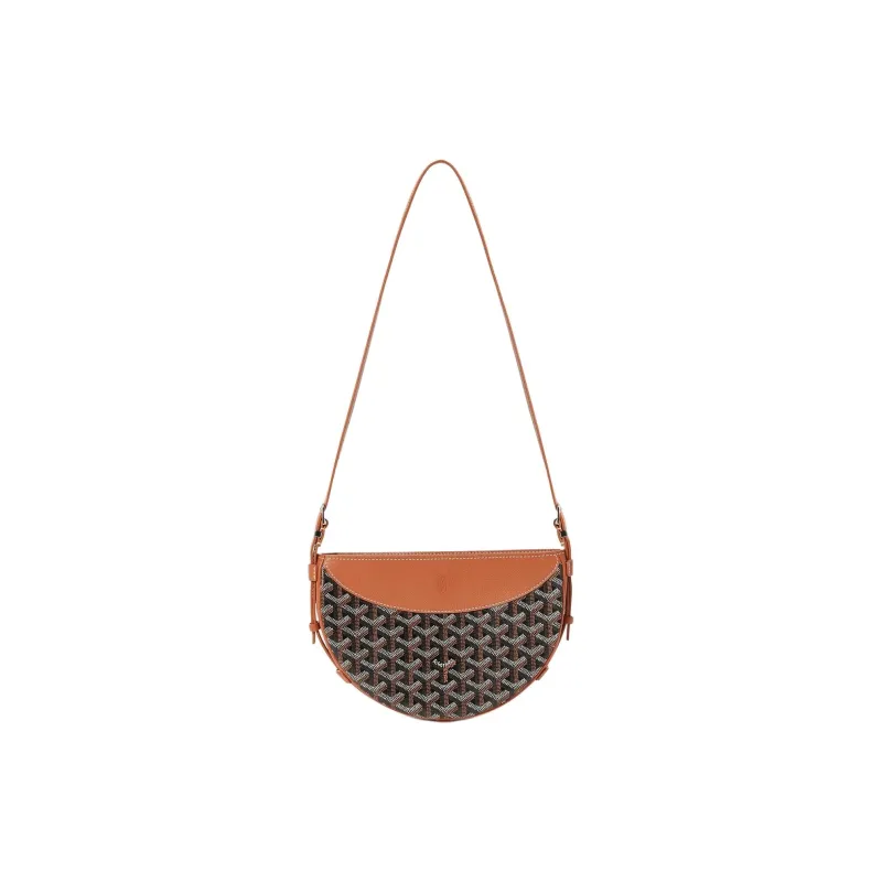 GOYARD Hirondelle Canvas And Calfskin Swallow Bag Shoulder Bag Brown And Black-0