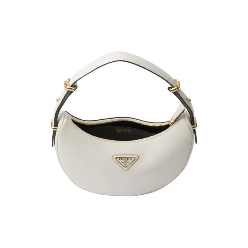 PRADA Leather Crescent Bag Shoulder Bag Shoulder Bag, Handbag Women's White-3