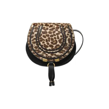 Chloe Marcie Calfskin Saddle Bag, Shoulder Bag Small Size Women's Jungle Brown