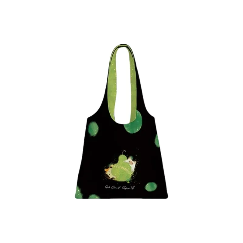 AOSONG Suede Tech Fabric Shoulder Bag Regular Unisex Black & Green-1