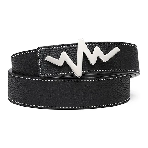 TangGuh Stainless Steel Plate Buckle Luxurious Cow Leather Leather Belts Unisex Width  3cm-3