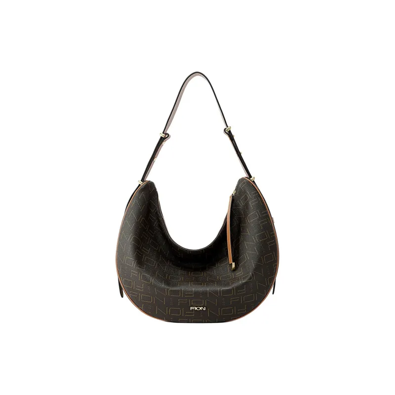FION Artificial Leather Underarm Shoulder Bag Women's Coffee/Tea Brown-4