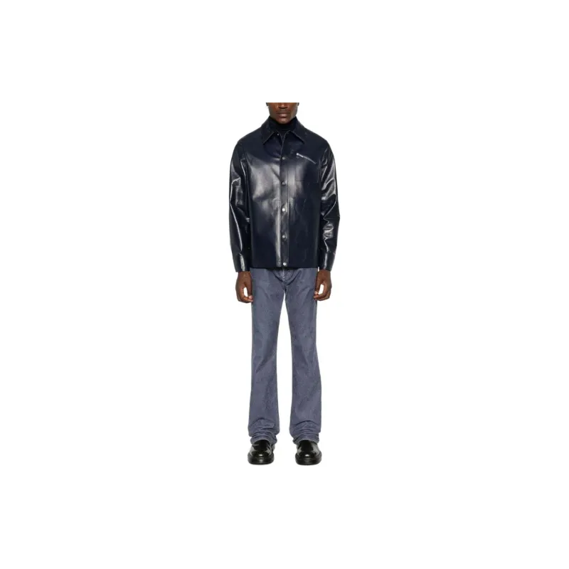FERRAGAMO SS24 Leather Jacket Men's Midnight Blue-1