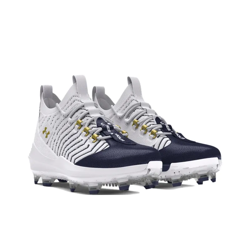 Under Armour Harper Abrasion Resistant Breathable Mid Top Baseball Shoes Men's White-2