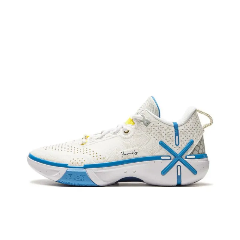LINING Wode Phantom 6 Basketball Shoes Men Low Top White Blue-0