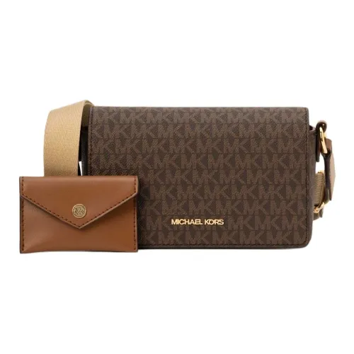 MICHAEL KORS Coated Canvas Crossbody Bag Shoulder Bag Small Size Women's Dark Brown