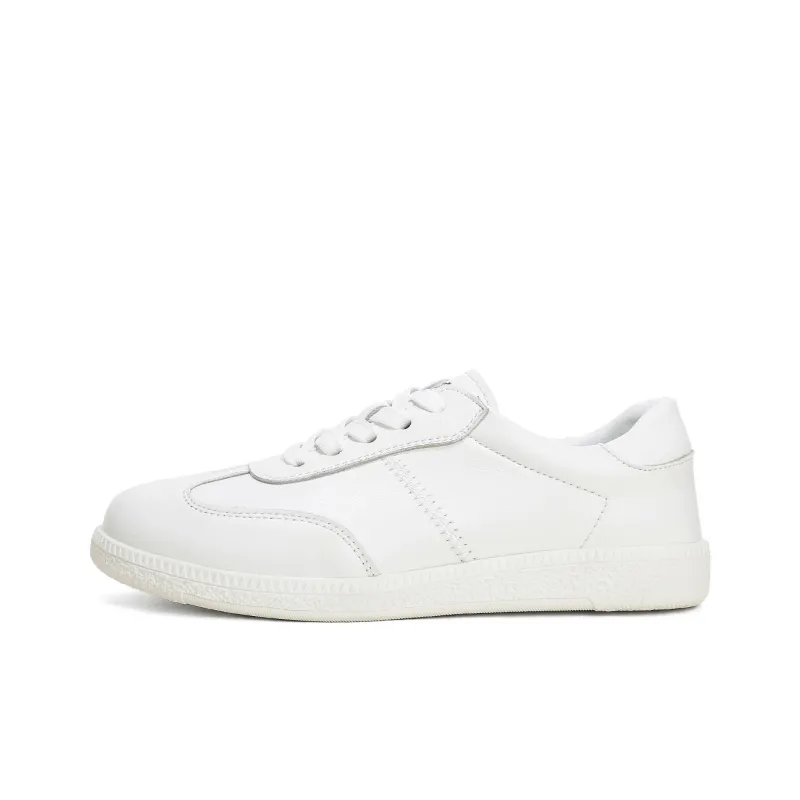 Mulinsen German Army Trainers Low Top Skateboard Shoes Women's White-0