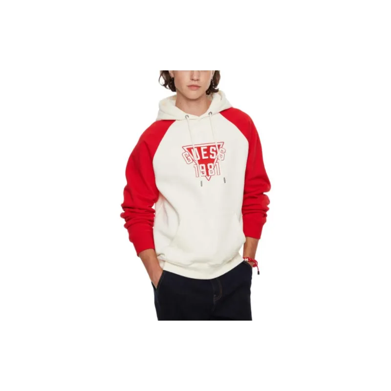 GUESS Sweatshirt Unisex Ecru Red-1