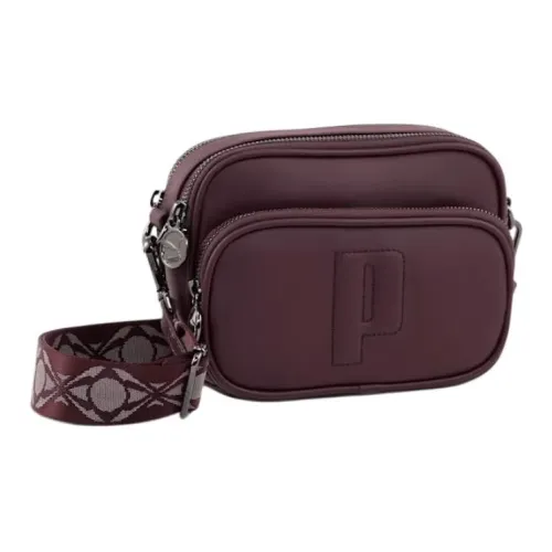 PUMA Nylon Shoulder Bag Crossbody Bag Medium Size Women's Midnight Fuchsia
