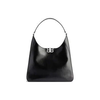 Balenciaga BB SOFT Cow Leather Handbag, Shoulder Bag Medium Size Women's Black