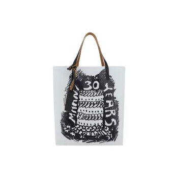MARNI Logo Printed Textured Tote Bag
