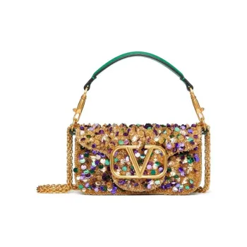 Valentino Locò Sheepskin Shoulder Bag Crossbody Bag Handbag Mini Women's Gold