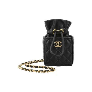 CHANEL Leather Shoulder Bag Crossbody Bag Unisex Black
