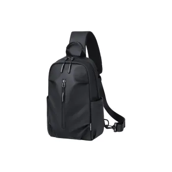 POLO Fabric Men's Sling Bag Large Size Men's Obsidian Black/Mineral Gray