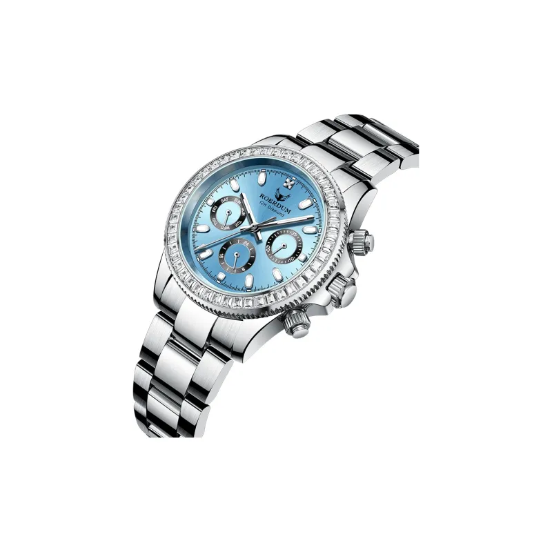 ROERDUM Ditan Collection Ice Blue Di Mechanical Movement Steel Strap Watch Unisex Blue Dial-1