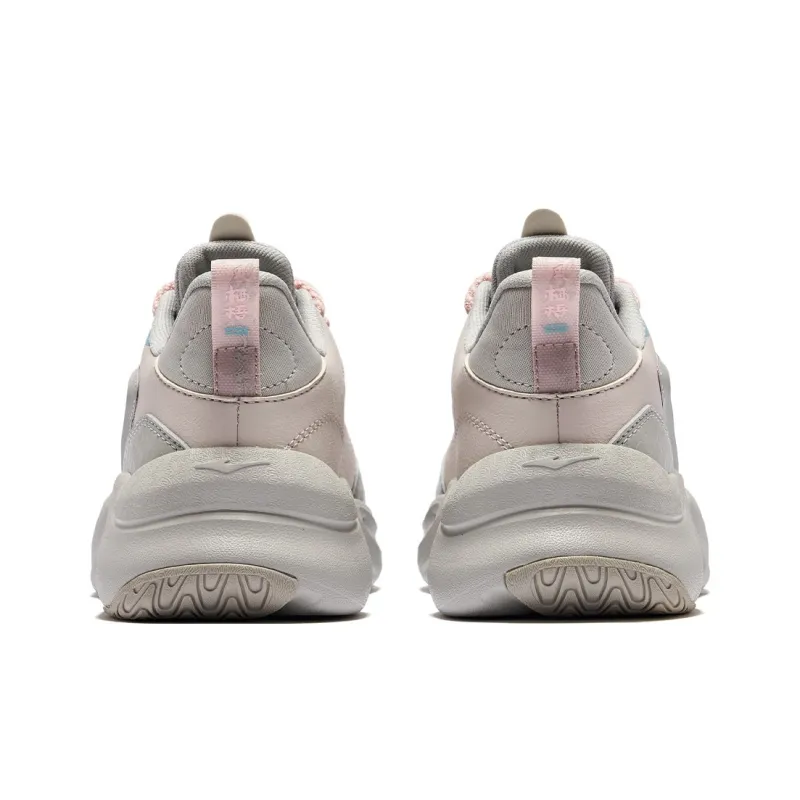 Erke Anti-Slip And Wear-Resistant Breathable Low-Top Casual Shoes Women's Gray Pink-4