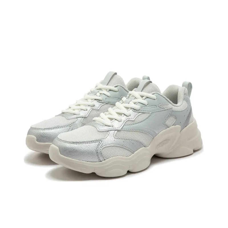 361° Cushioning, Wear Resistant Low Top Casual Running Shoes Women's White Gray-3