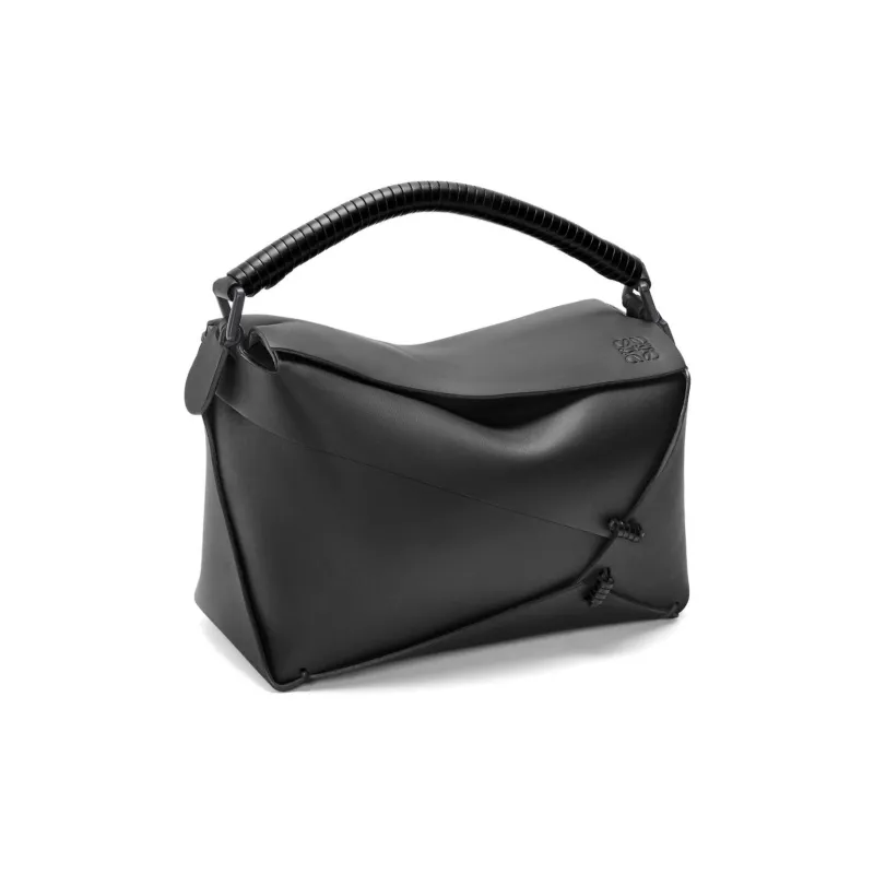 LOEWE Puzzle Calfskin Shoulder Bag Crossbody Bag Handbag Small Size Women's Black-1