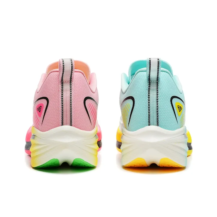 DUANGOU Running Shoes Unisex Low Top Pink/Aqua Green/Contrasting Colors-5