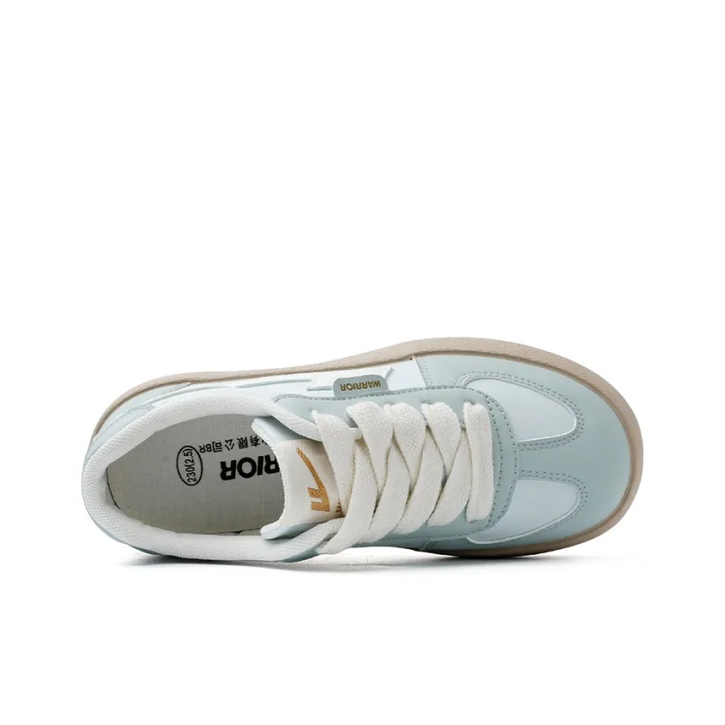 Warrior Lightweight Anti Slip Low Top Skateboard Shoes Women's Blue Beige-2