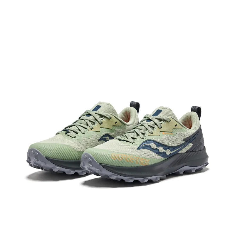 Saucony PEREGRINE 14 GTX Anti Slip Wear Resistant Low Top Running Shoes Women's Green Gray-2