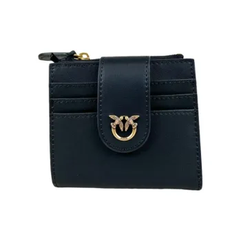 PINKO Calfskin Card Clip Wallets Women's Black