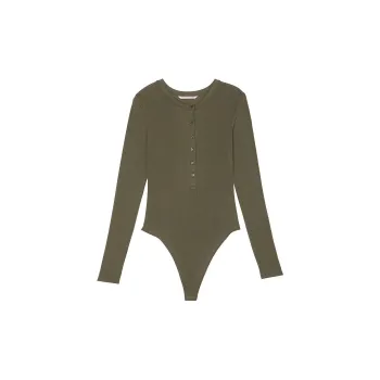 Victoria's Secret Ribbed Modal Henle Y Thong Bodysuit / Green Bodysuits Women's Green