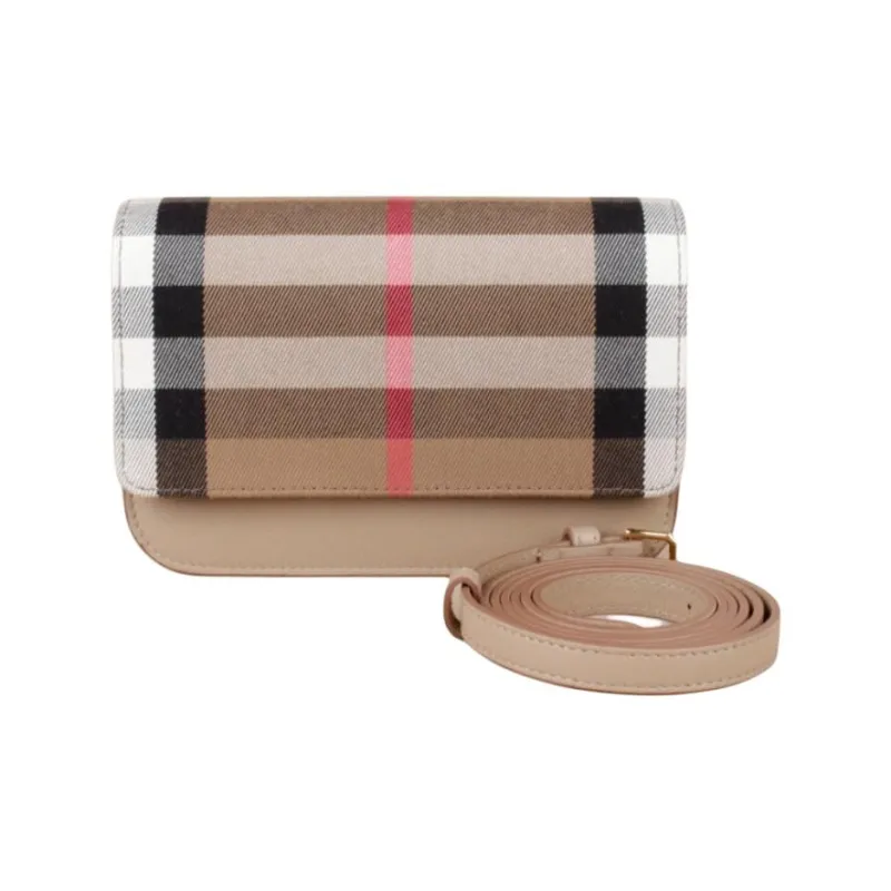 Burberry Canvas Crossbody Bag, Shoulder Bag Women's Chestnut Rice Color-1