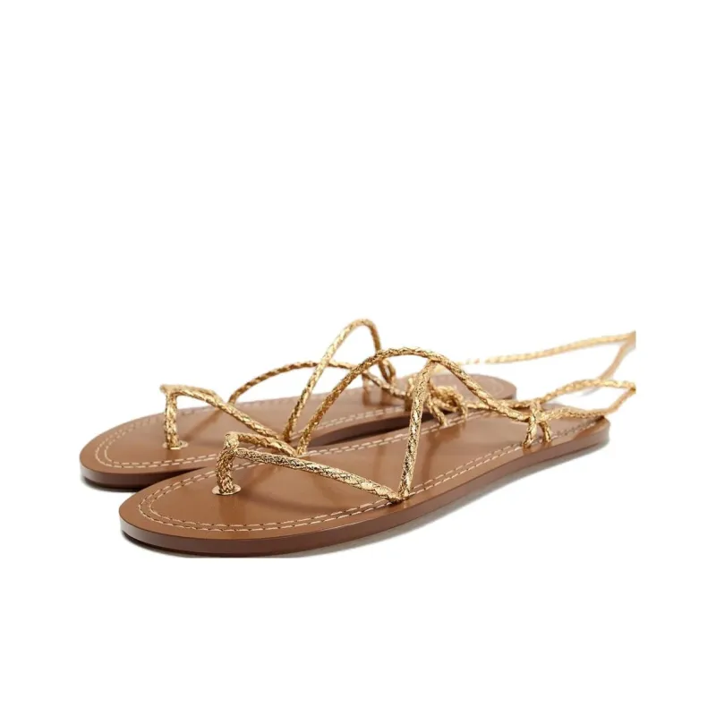 ZARA Roman Sandals Women's Gold-2