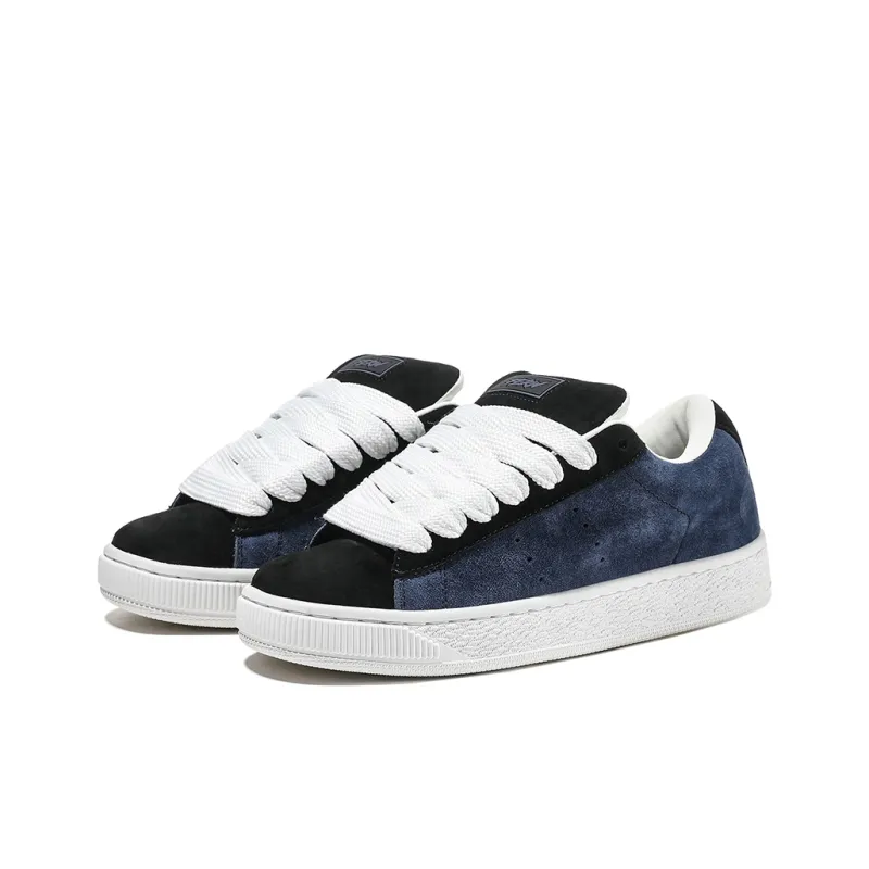 FERW Midnight Blue Heart Anti Slip Wear Resistant Low Top Skateboard Shoes Unisex Blue Black-1