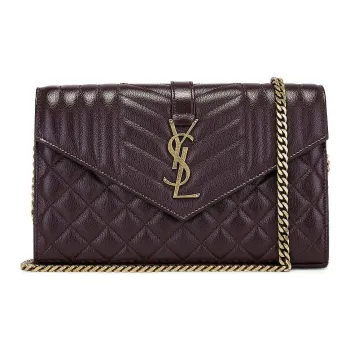 SAINT LAURENT Leather Shoulder Bag Women's Red Brown