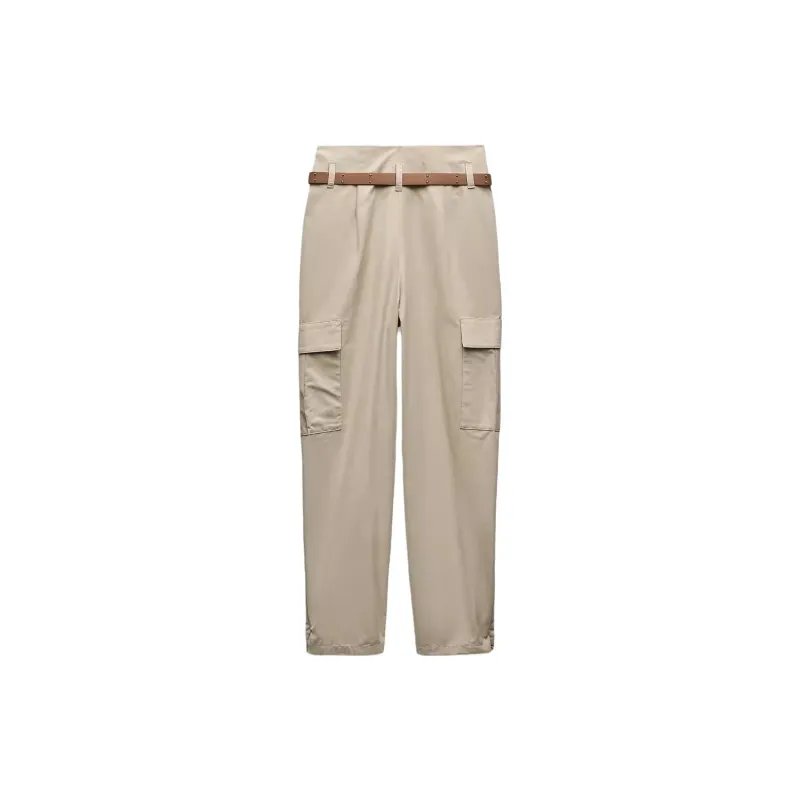 ZARA Cargo Pants Women's Light Khaki-1