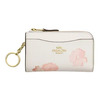 COACH Coated Canvas Card Holder Mini Women's White