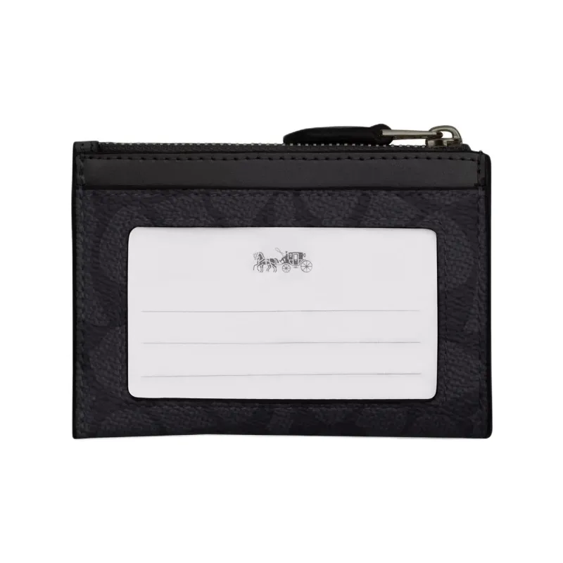 COACH Coated Canvas Card Holder Mini Women's Charcoal & Black-2