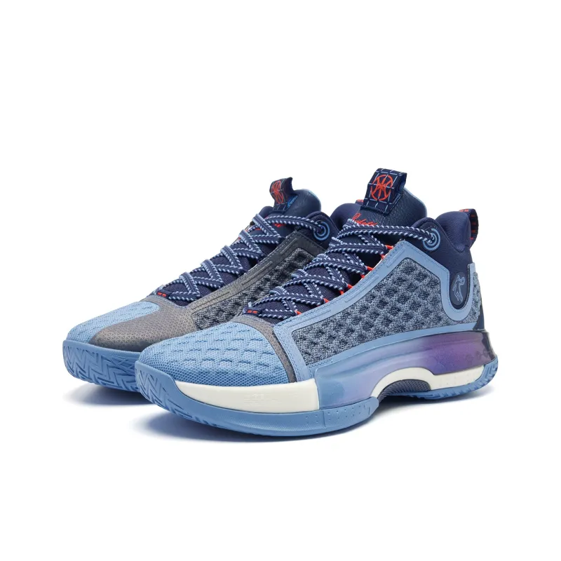 QIAODAN Battle Of The 7th Basketball Shoes Men Mid Top Rhythmic Blue Serene Blue-2