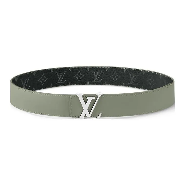 LOUIS VUITTON Leather Leather Belts Unisex Gray 4cm-0